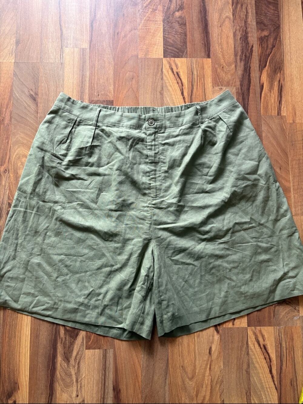 Good time Women’s Olive Green Relaxed Linen-Blend Shorts Size 3X NWT
